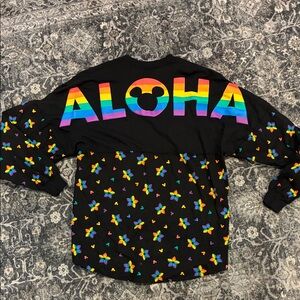 Disney Aulani Black Long Sleeve Tee with Multicolor Floral Print